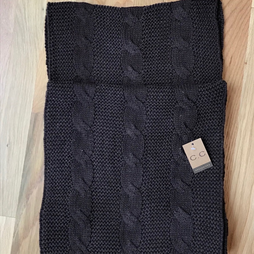 CC Chocolate Brown Cable Knit Infinity Scarf